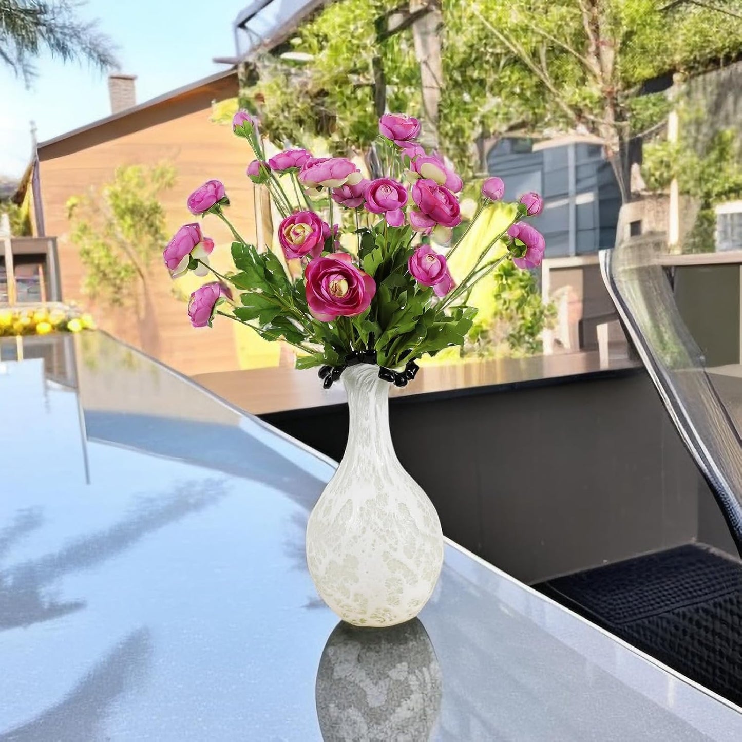 Artificial Silk Flowers Ranunculus Flower for Wedding Home Decoration 5 PCS Purple