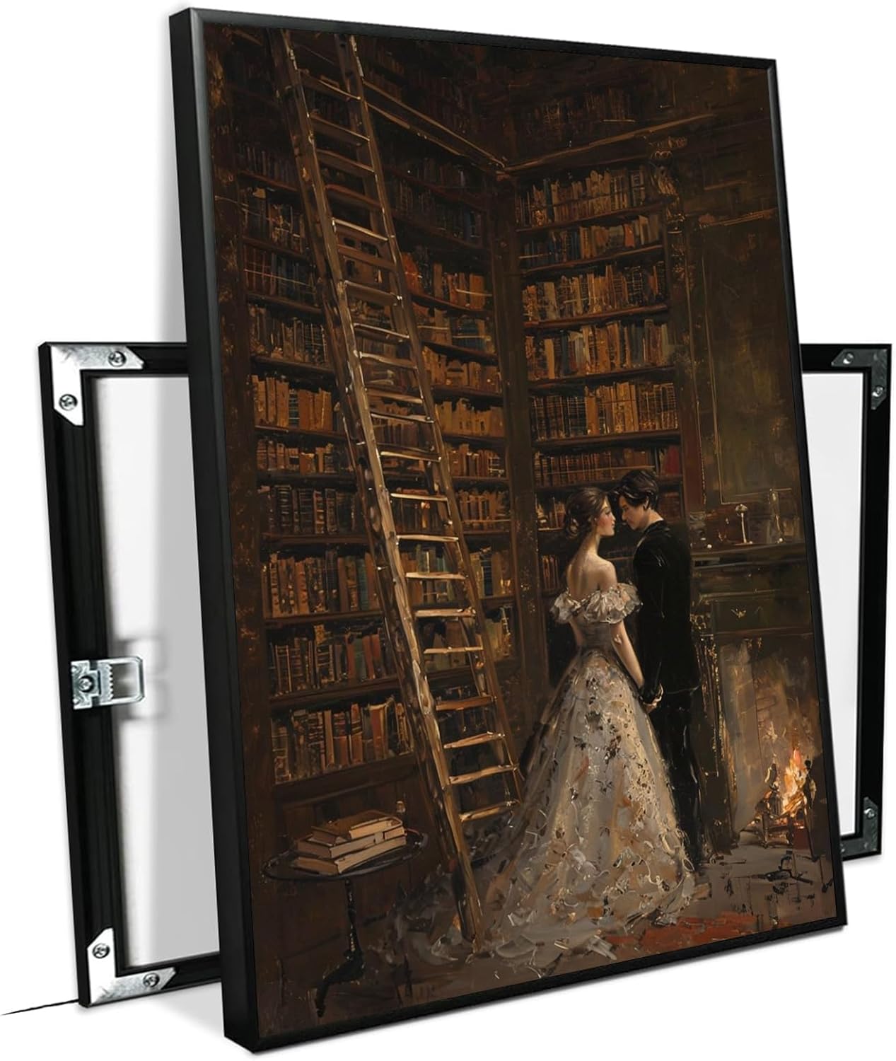 JFHCQJPK Gothic retro library scene decoration melancholy calm art college style wall aesthetic antique style home decoration suitable for bedroom living room12x16in Metal blackFramed