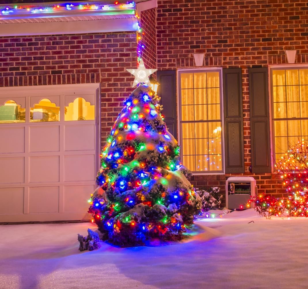 Christmas Tree Topper Star with 10 Clear Lights Star Topper for Christmas Tree Decorations