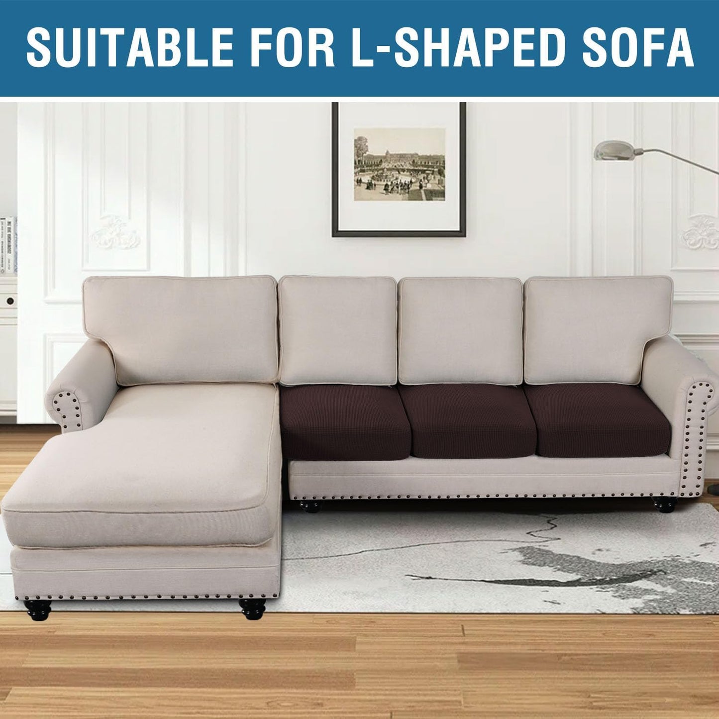 H.VERSAILTEX Super Stretch Stylish Cushions Covers/Furniture Cover Spandex Jacquard Small Checked Pattern Super Soft Slipcover Washable Individual