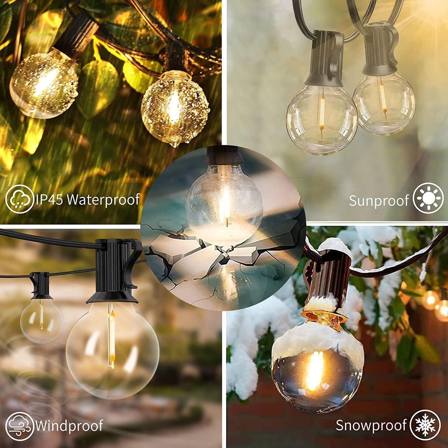 Svater Outdoor String Lights 300 FT, Patio Lights Outside with 156 G40 Shatterproof LED Bulbs, Waterproof Hanging Globe Lighting for Bistro Backyard Cafe Market, Warm White 2700K（3 x 100 FT）