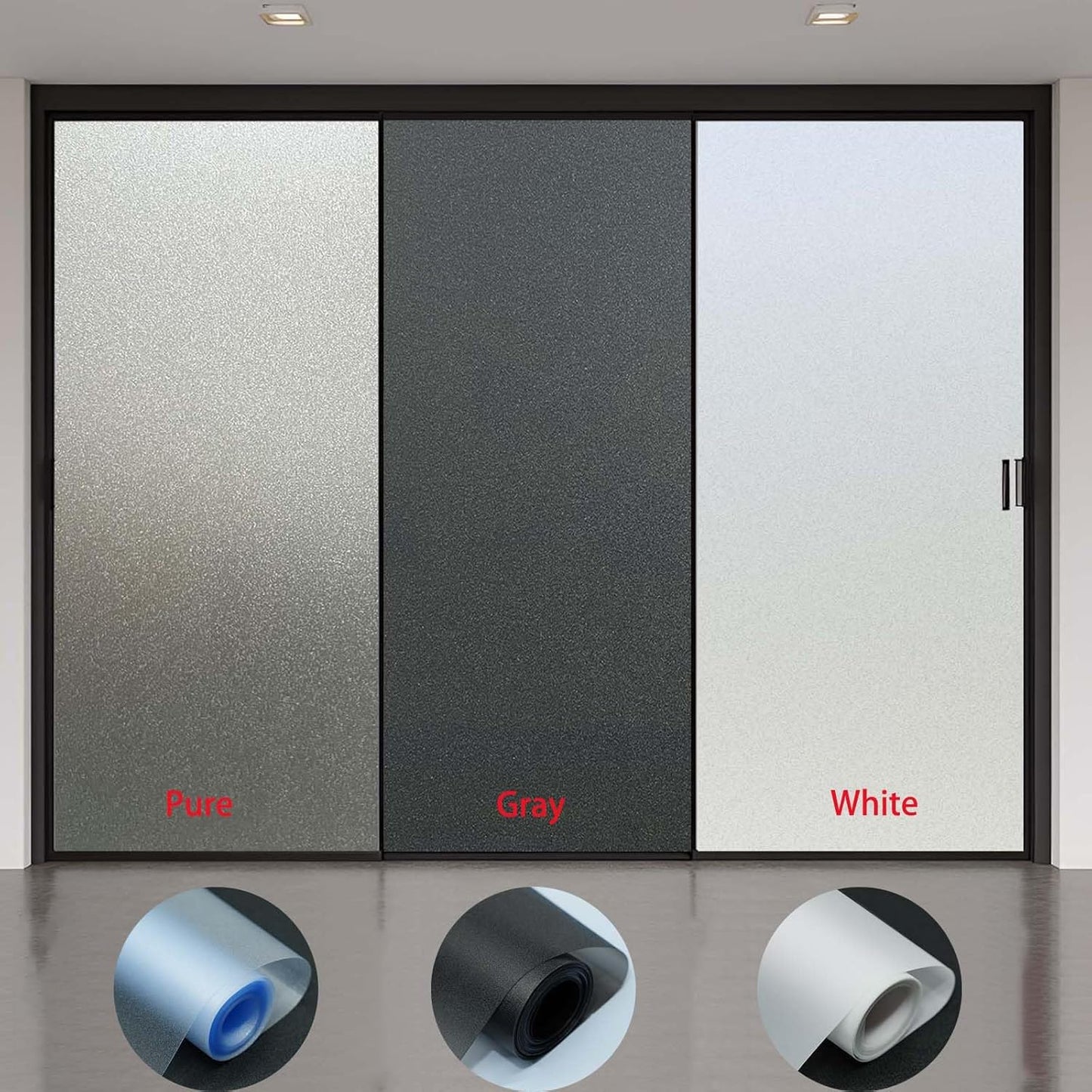 Window Privacy Film, Frosted Glass Window Film,for Glass Windows Cover, Static Cling, Removable, Reusable, Anti-UV, Anti-Glare, Heat Blocking (Pure, 17.5X78.7 Inch)