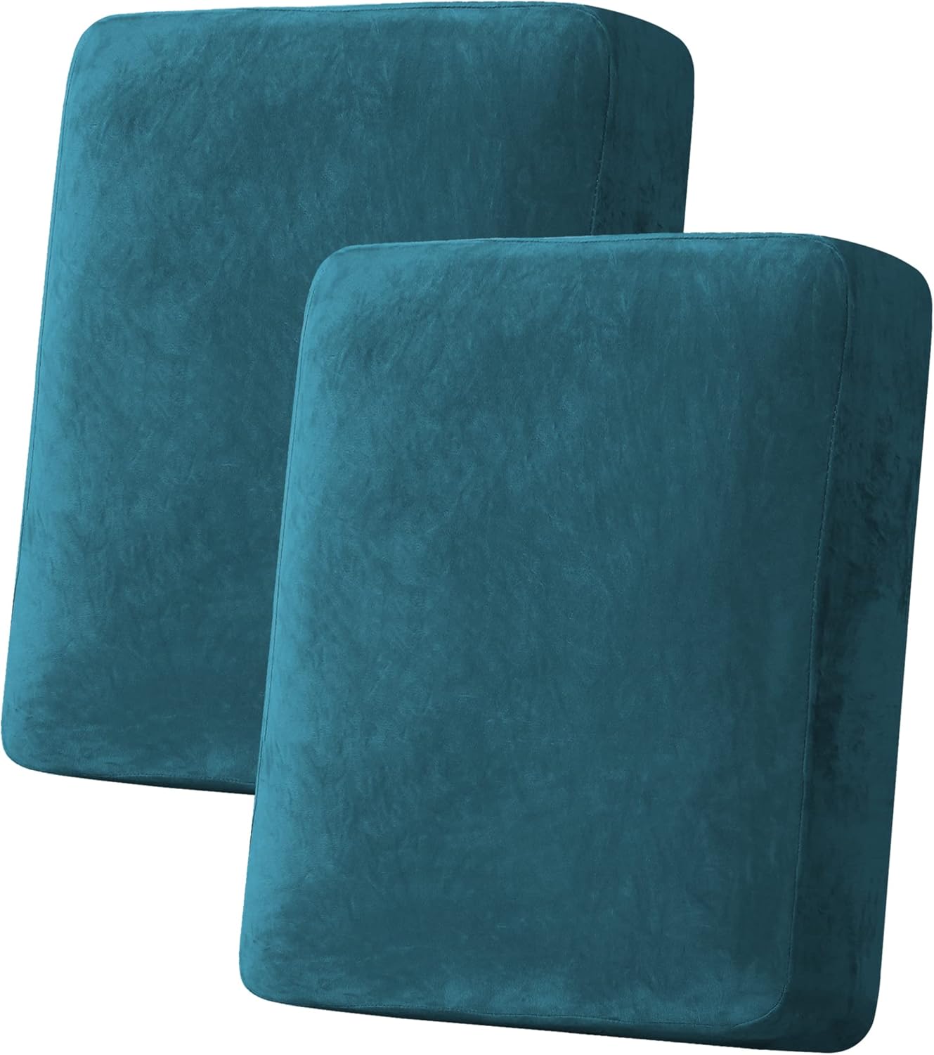 H.VERSAILTEX Velvet Stretch Couch Cushion Cover Plush Cushion Slipcover for Chair Loveseat Sofa Cushion Furniture Protector Seat Cushion Sofa Cover (2 Piece Medium Sofa Cushion Covers, Deep Teal)