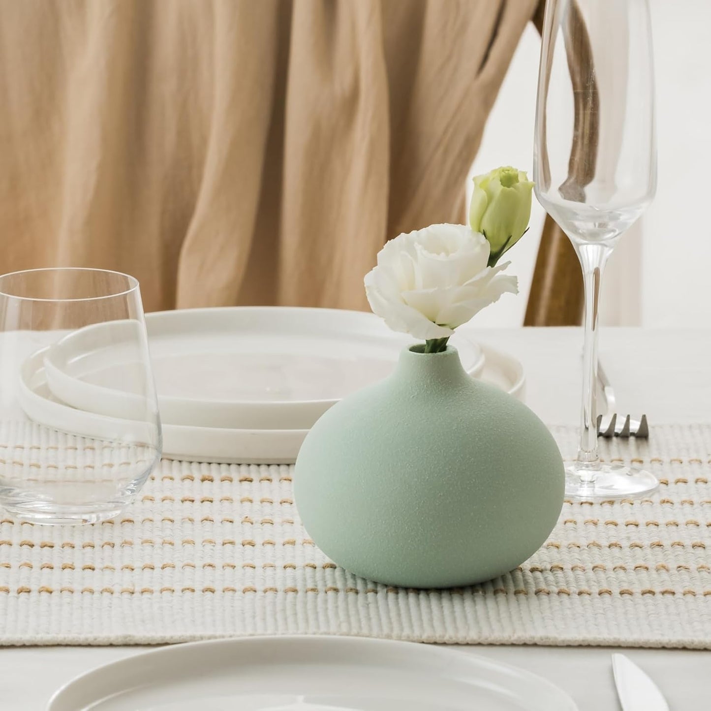 Ceramic Vase Set of 3, Mini Flower Vase for Home Decor, Modern Vase, Small Flower Vases for Dining Table Centerpieces,Living Room,Shelf,Mantel and Entryway Display