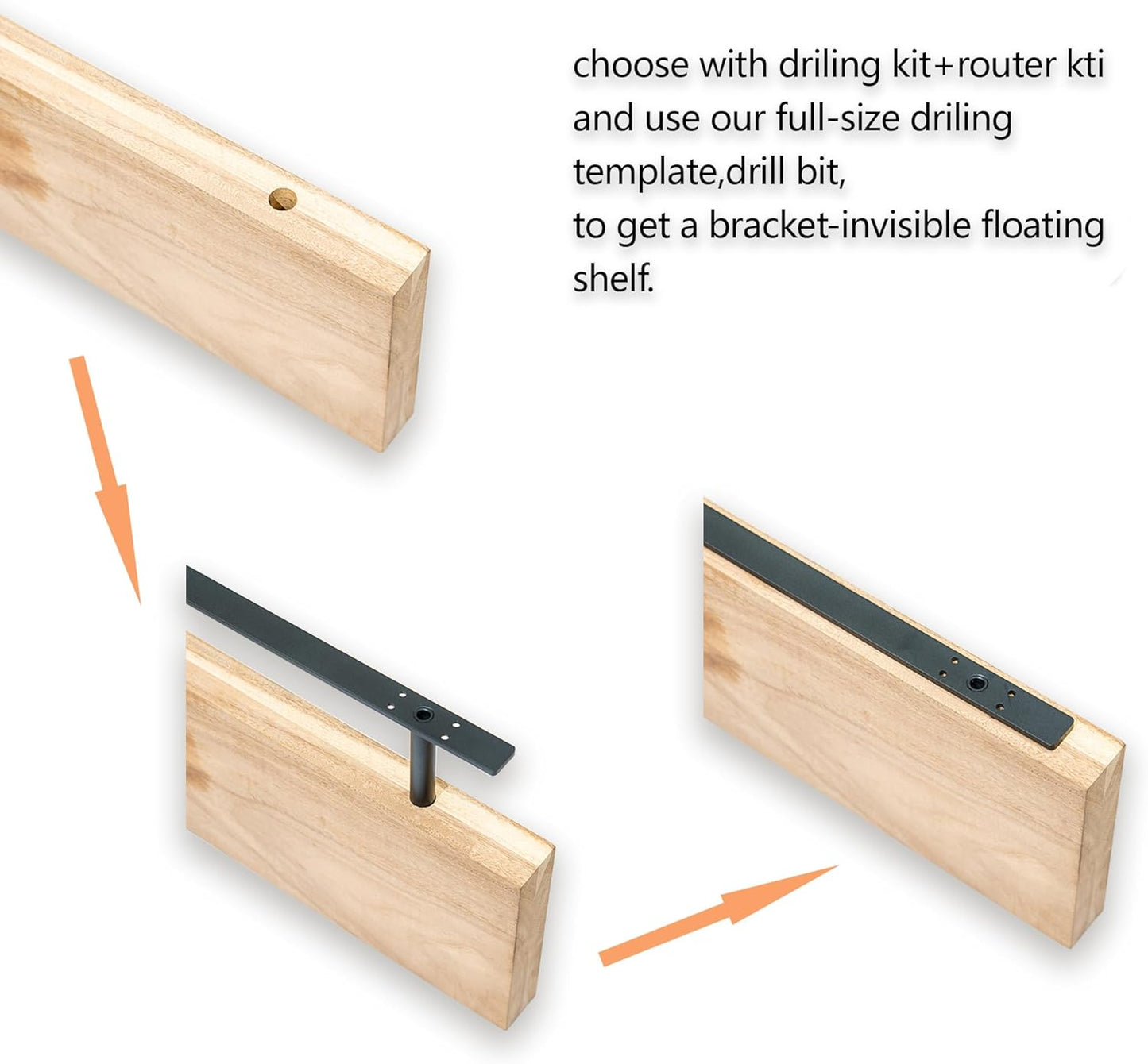 Hidden Shelf Brackets ， Floating Shelf Bracket ( Additional Brackets -NO Kits) 53 Inch -2 Pcs