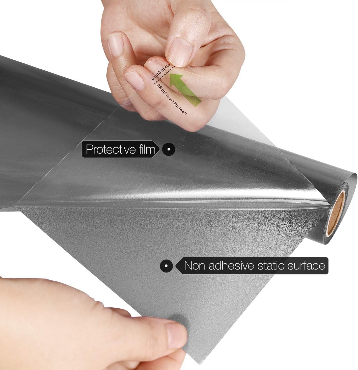 HIDBEA Frosted Window Privacy Film - Non Adhesive Static Cling Glass Stickers Sun UV Blocking Heat Control Door Covering Decals for Home Office, Frosted Gray, 17.5 x 78.7 Inch