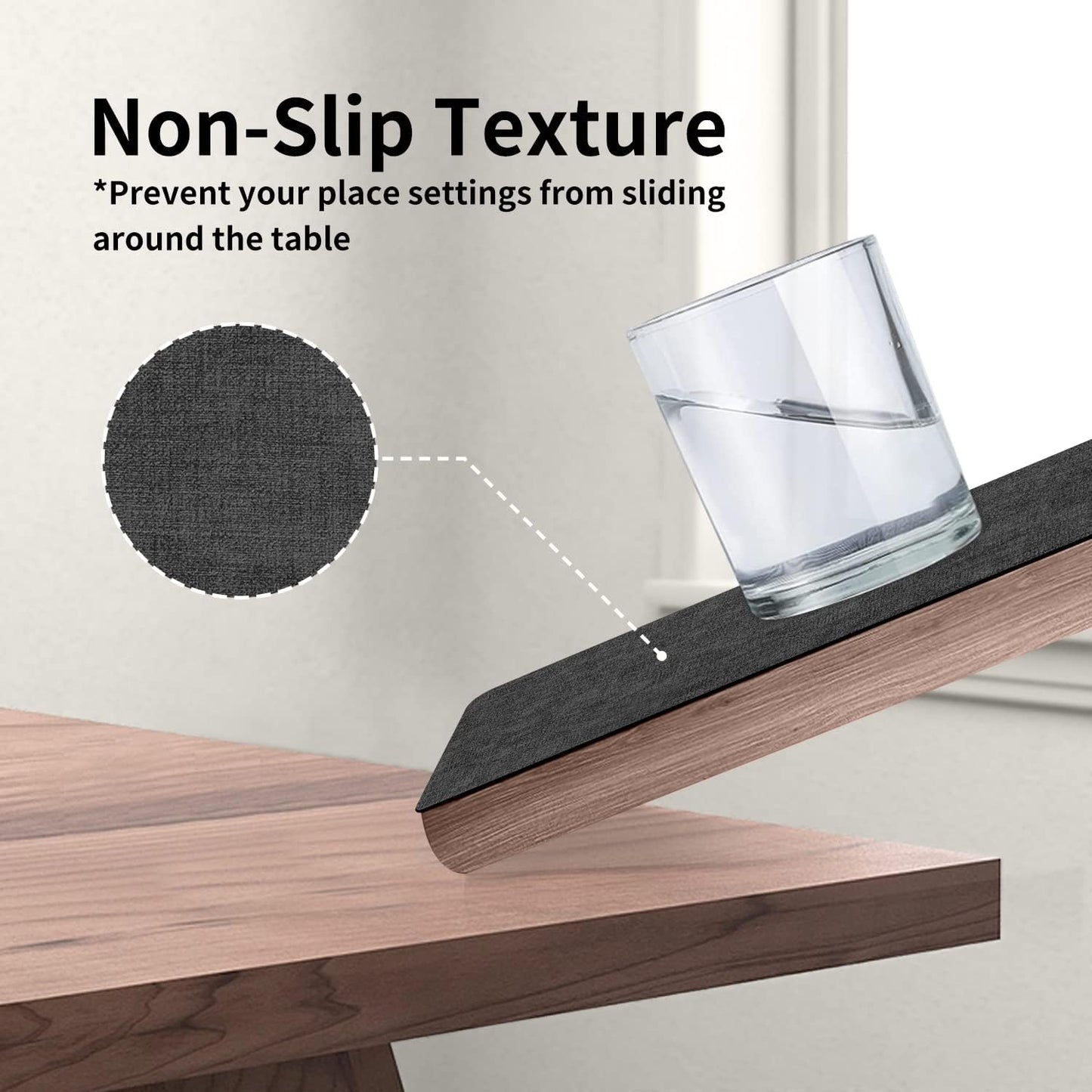 Maxpearl Faux Leather Placemats Set of 6 - Waterproof - Wipe Clean - Heat Resistant - Anti Slip Dining Table Place Mats, Suitable for Indoor & Outdoor Use, 17’’×12’’, Black