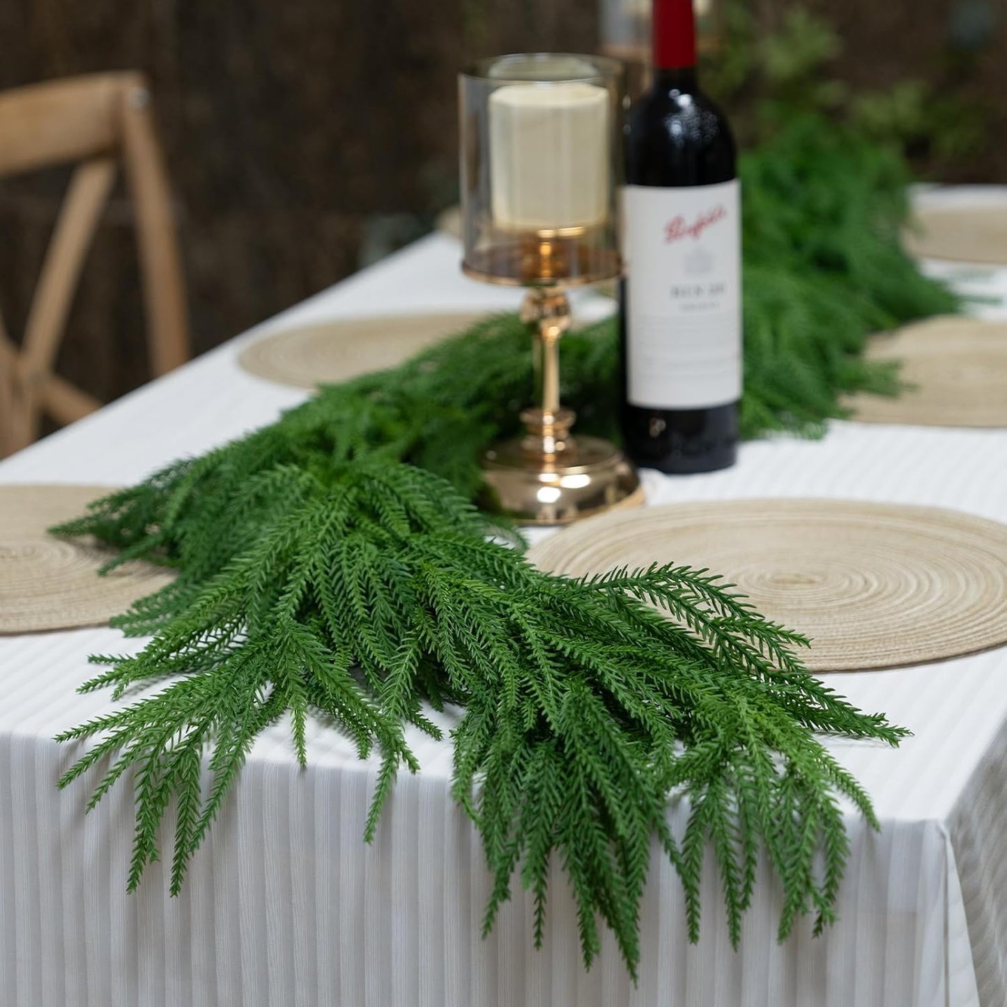 6FT Artificial Norfolk Pine Garlands, Real Touch Winter Christmas Pine Tree Wreath, Green Artificial Greenery Garland for Christmas Holiday Seasonal Indoor Home Decor Mantle