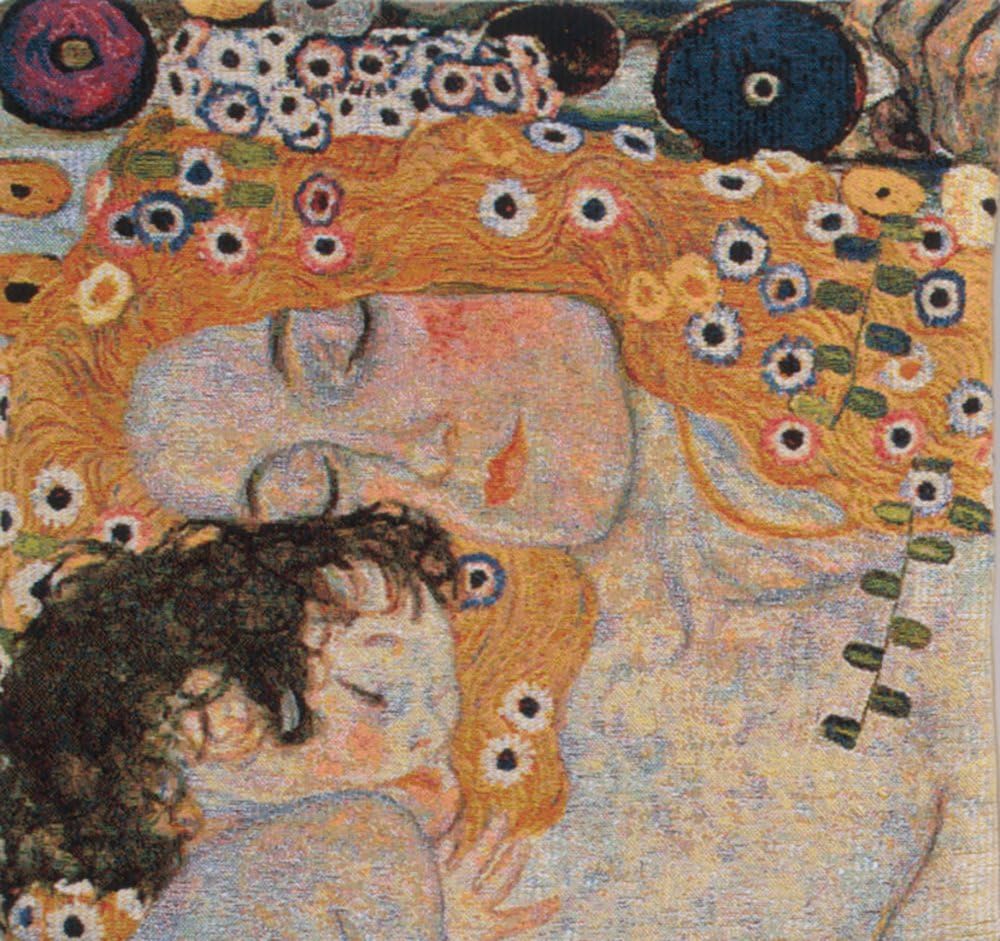 C Charlotte Home Furnishings Inc Mother and Child 1 Cushion Cover | Pure Cotton Decorative Cushion Case | Cushion Cover for Indoor Use | 17x17 Inch Cushion Cover for Living Room I by Gustav Klimt