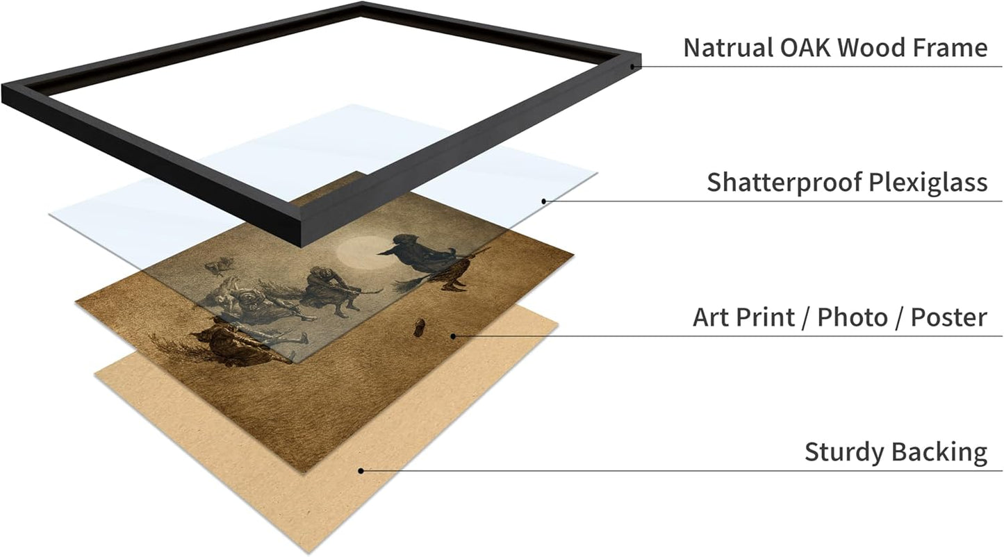 Poster Master Vintage William Holbrook Beard Poster - Retro Occult Print - Gift for Gothic, Horror Fan - The Witches Ride, Pagan, Goth, Magic - Wall Decor for Bedroom, Dorm, 16x20 Black Framed