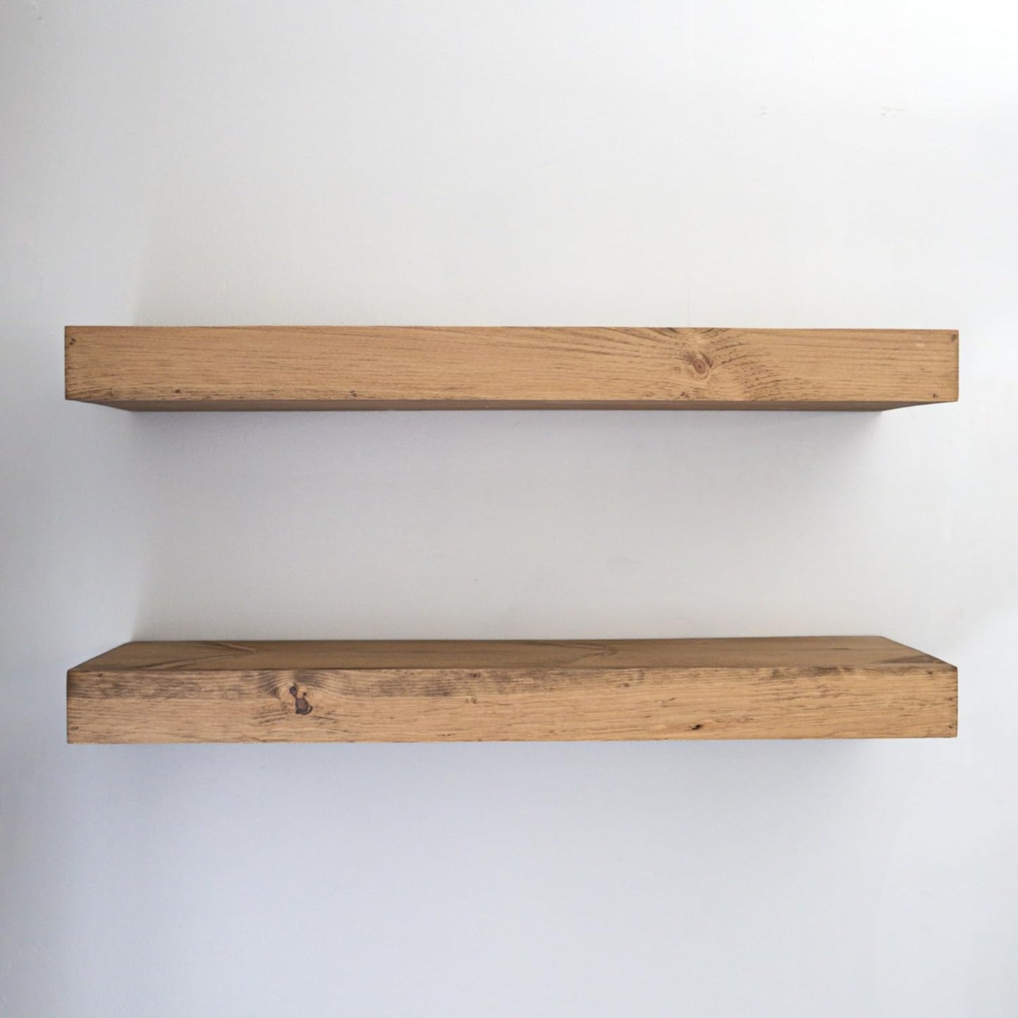 Modern Floating Shelves 3 Inches Thick for Wall, Wide Shelves for Kitchen, Living Room, Bedroom, and Bathroom, Natural Pine Wood, Rustic Wooden Shelf, (Set of 2) (Aged Oak, 24Lx3Hx6D)