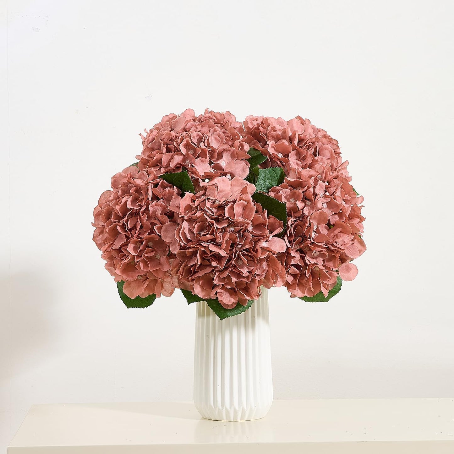 8Pcs Dusty Rose Fake Flowers Silk Hydrangea Artificial Flowers Bouquets Faux Hydrangea Stems for Home Table Centerpieces Wedding Party Decoration