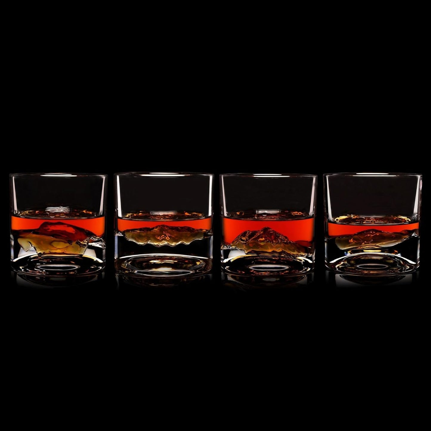 American Peaks Heavy Crystal Whiskey Glasses Gift Set of 4, Thick Freezable Bourbon Glass 1lb Each, Premium Whiskey Gifts for Men, Frozen Crystal Chills Cocktails, 10 oz