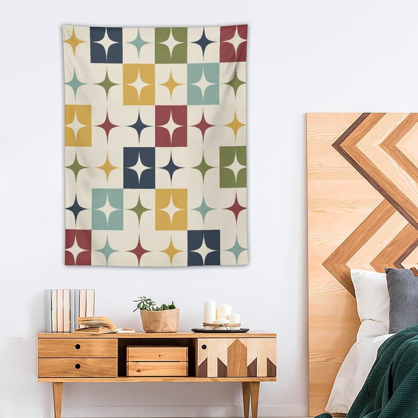 ICMOLYYENLO Boho Medieval Cat Tapestry, Abstract Atomic Starburst Geometric Aesthetic Art Wall Hanging For Bedroom Living Room Dormitory 40x60 Inches