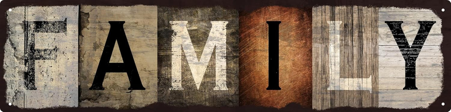 Vintage Tin Sign Retro Metal Family Signs for Home Decor Stylish Wall Art Plaques Gift for Home Bathroom Kitchen and Gothic Wall Decor in Every Room 16x4 in