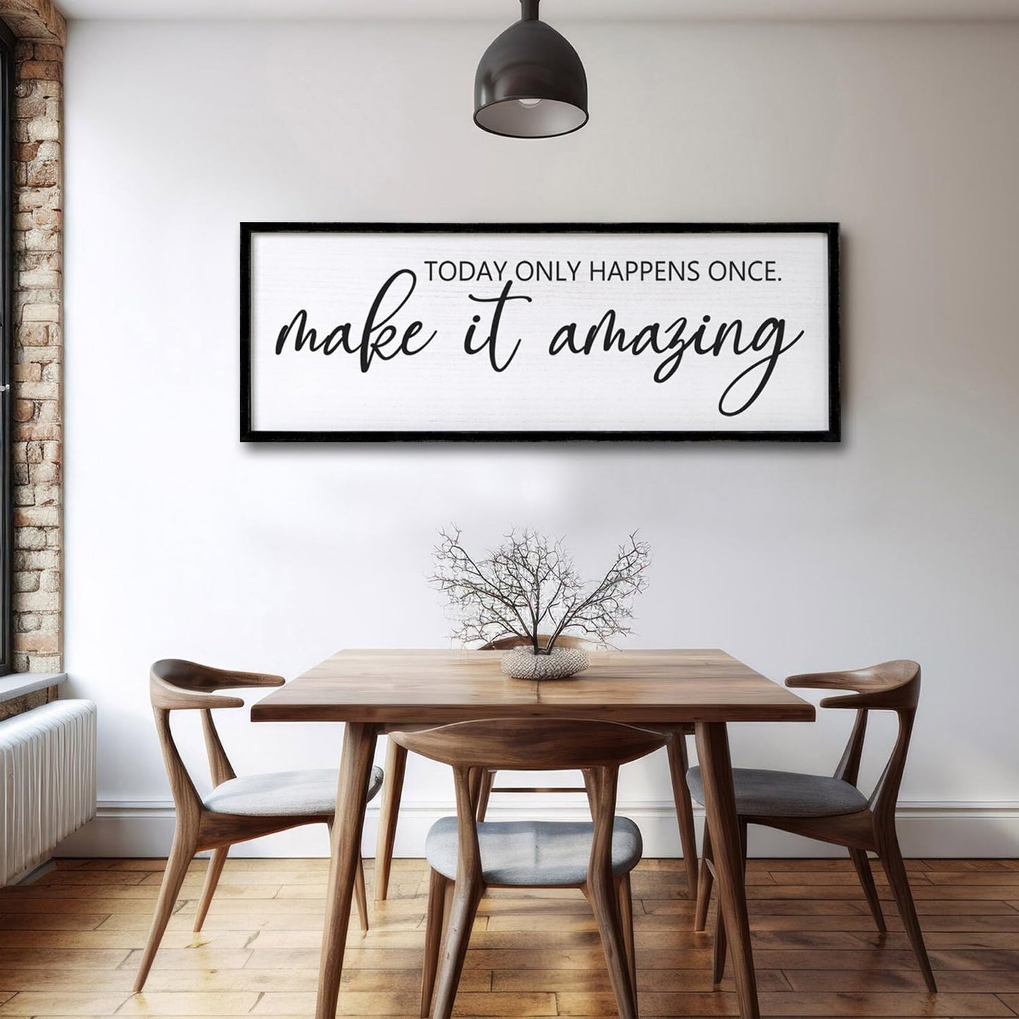 Today Only Happens Once Make It Amazing Framed Wall Art, 40''×15'' Rustic Religious Christian Lords Prayer Sign for God Jesus Christ Prayer, Horizontal Holy Inspirational Catholic Scripture Decor