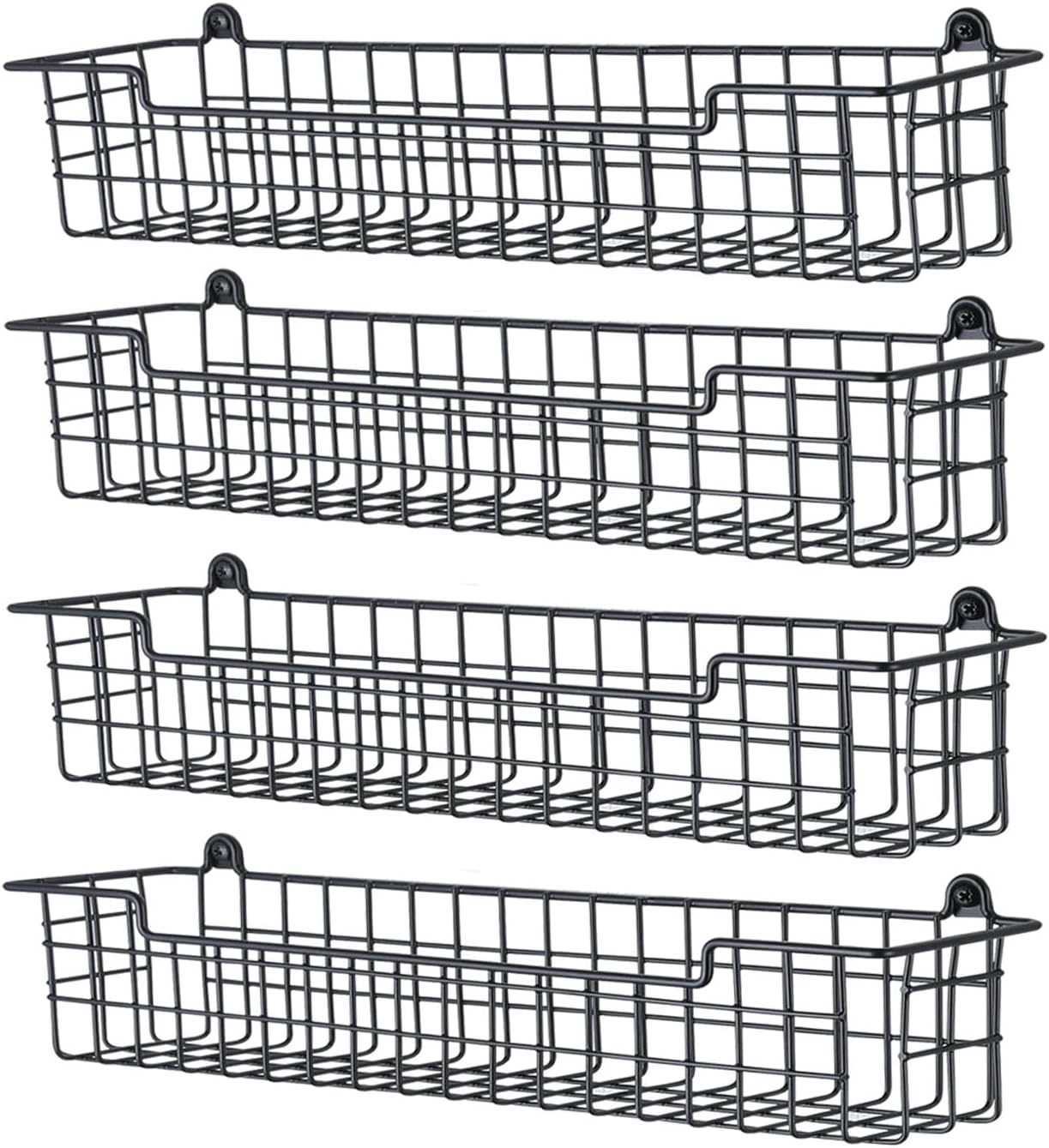 Spice Rack Organizer Wall Mount, Spice Organization Storage Shelf for Cabinet Door, 4 Packs Wall Spice Rack Saving Space for Kitchen, Black