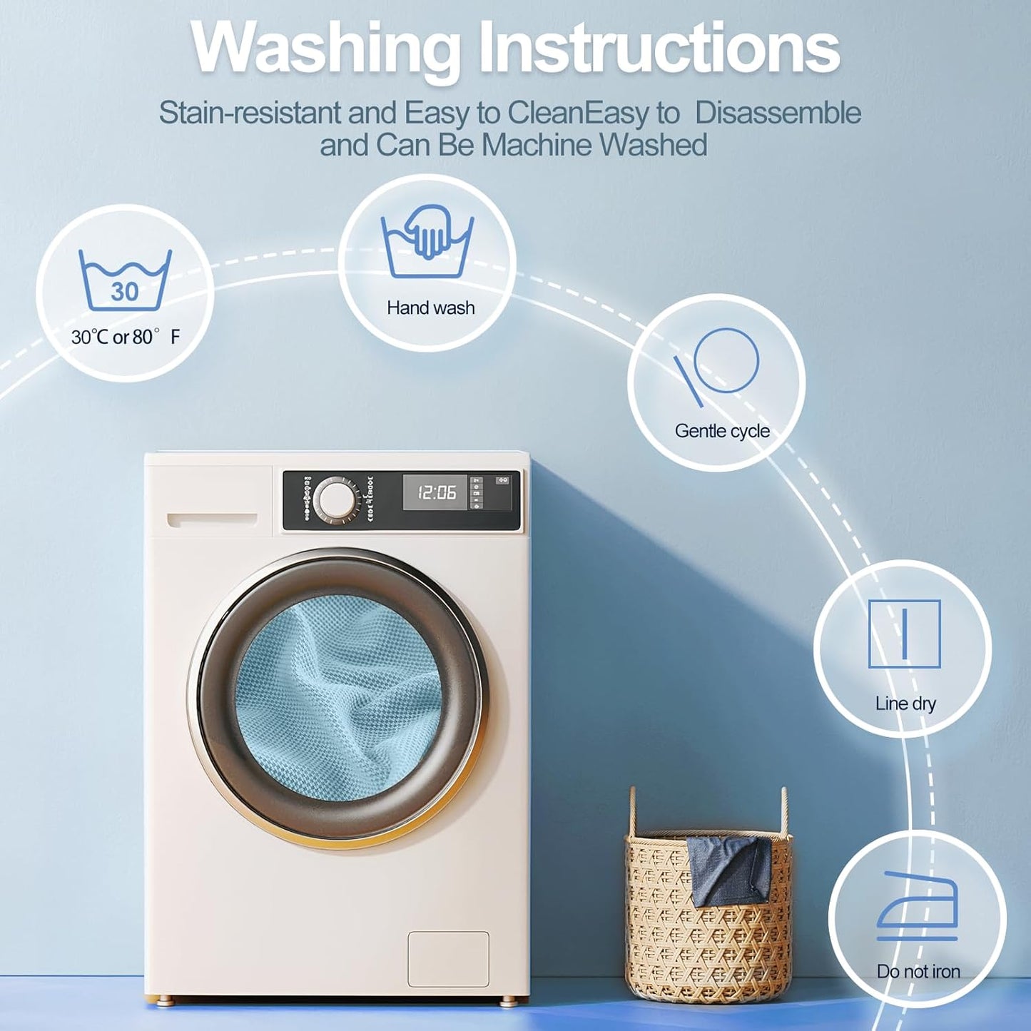 Large Backrest Cushion Covers Super Stretch Backrest Covers for 2 Cushion Couch Sofa, Couch Back Cushion Covers Featuring with Chenille Yarn (Softer Version, 2PC, Blue)