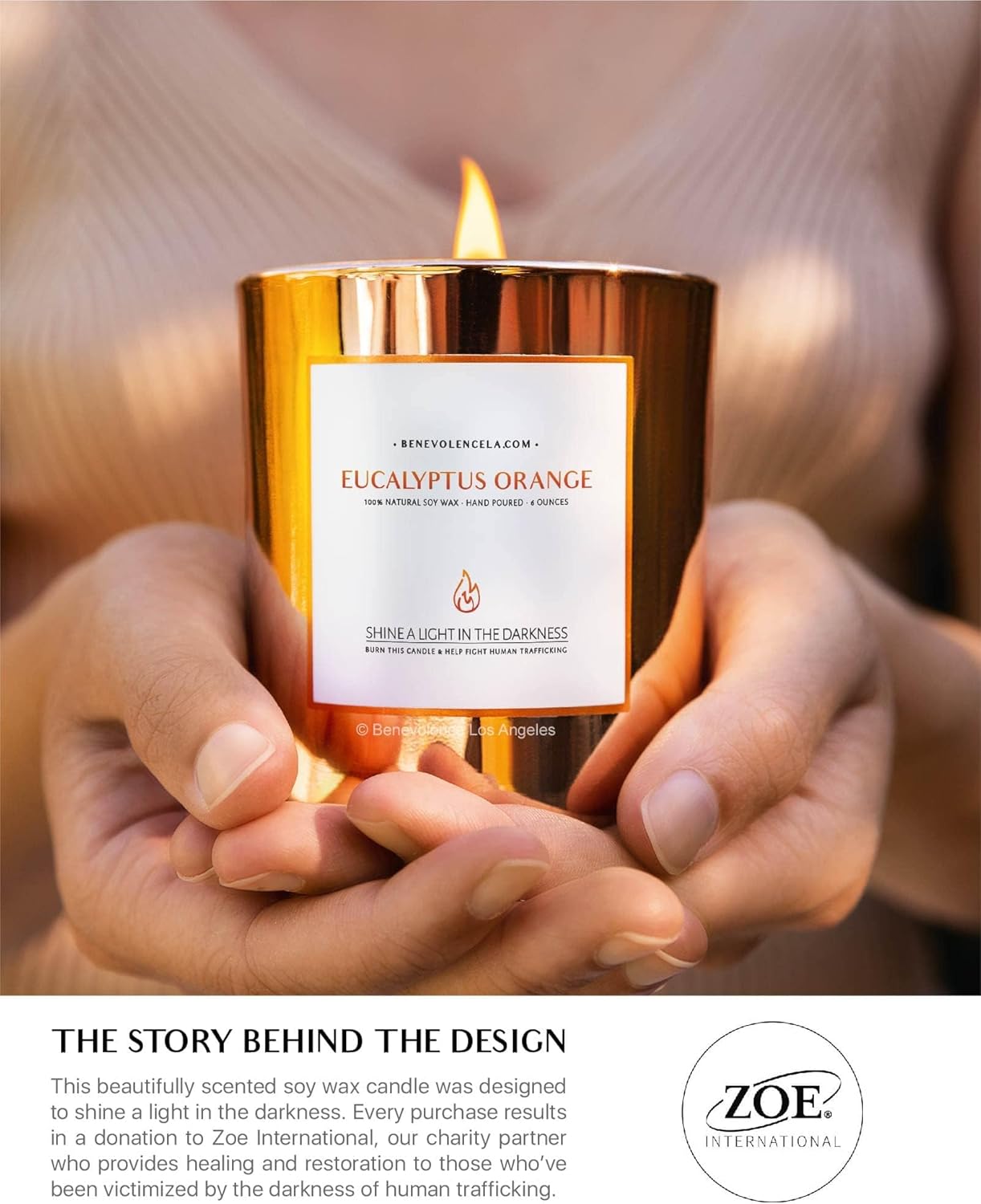 Benevolence LA Eucalyptus Orange Wood Wick Candles | Soy Scented Candles for Home | Gifts for Women and Men | Home Fragrance | Aromatherapy | Shelf Decor, Bathroom Freshener | 8oz, 45 Hour Burn