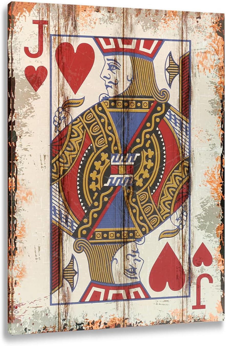 Poker Canvas Wall Art Print Jack of Hearts Game Room Wall Art Print Wall Decor Prints Poster With Framed