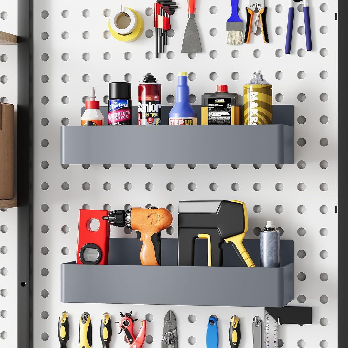 Magnetic Spice Rack for Refrigerator, Kitchen Organizer and Storage Shelf, Grey (4 Pack)…