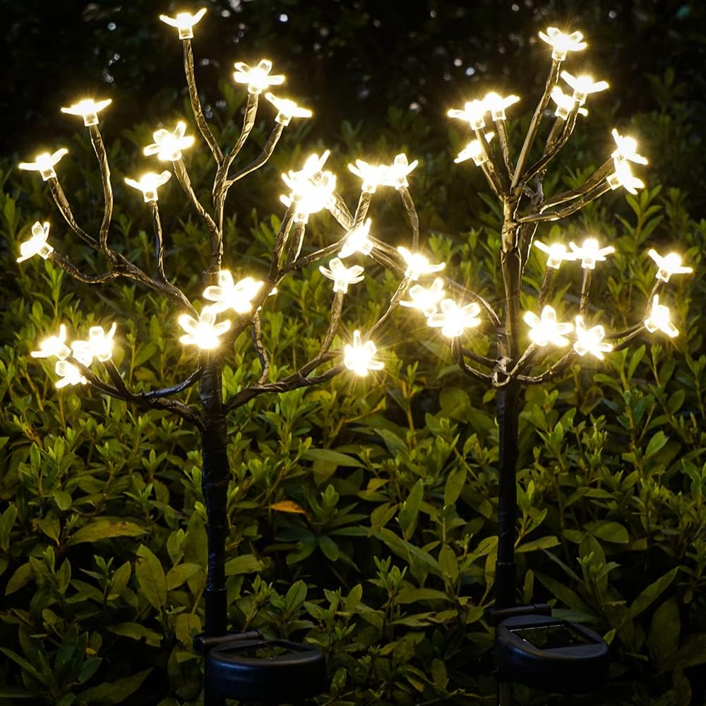 Solar Garden Lights Garden Decor, Solar Flowers Lights Outdoor Decorative,2Pack 40LED Solar Lights Outdoor Garden Waterproof for Outside Yard,Lawn,Patio,Pathway Decorations Gardening Gifts