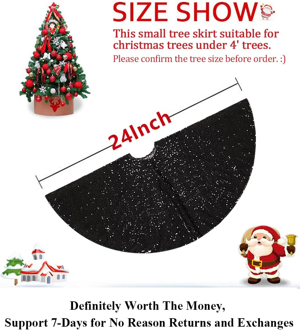 Partisout Black Sequin Tree Skirt Glitter Christmas Trees Skirts Colorful Holiday Halloween Celebration Supplies