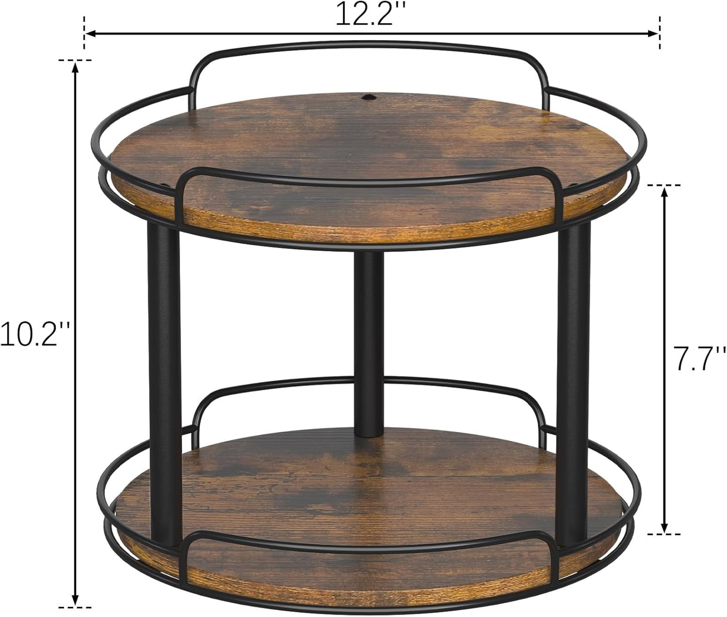 LAMU 12.2'' Wood Lazy Susan Turntable Organizer for Cabinet, 2 Tier Lazy Susan Spice Rack Organizer for Kitchen, Table Top, Countertop, Pantry, Bathroom