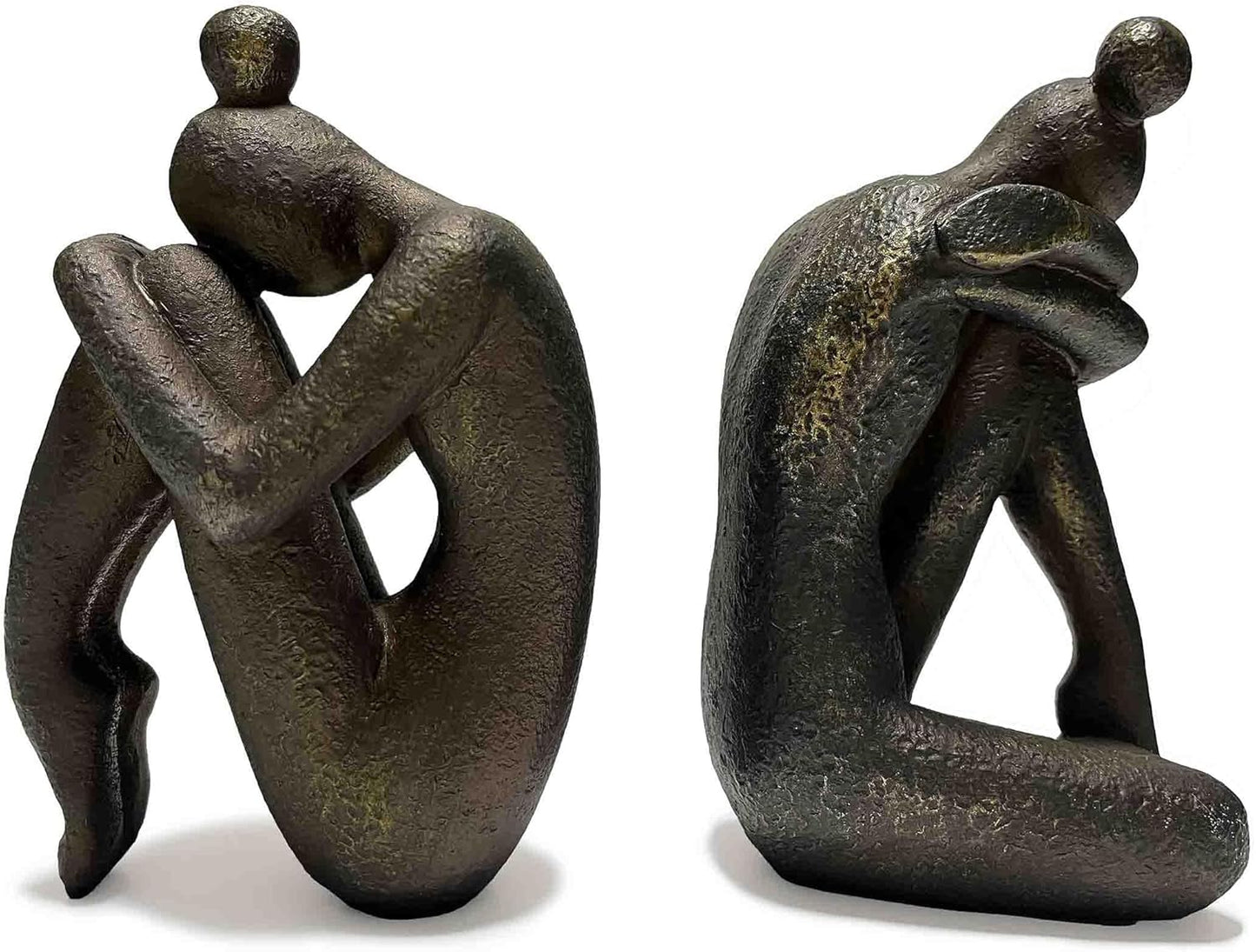 Unique Decorative Girl Thinker Bookends, Book Stopper Holder Nonskid, Book Ends for Shelves Living Room Office Home Decor, Resin, 1Pair/2Piece 6.5''