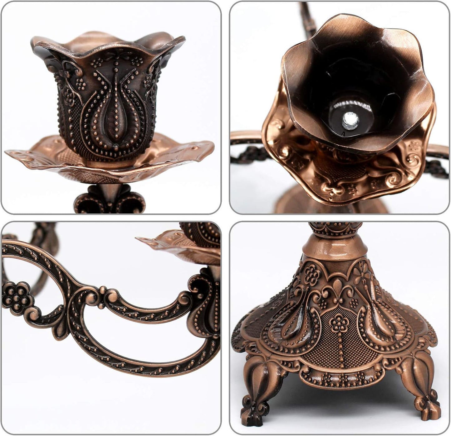 Metal Candelabra 5-Candle 10.1 Inch Tall Candle Holder Stick for Home Wedding Event and Party Festival,Red Bronze