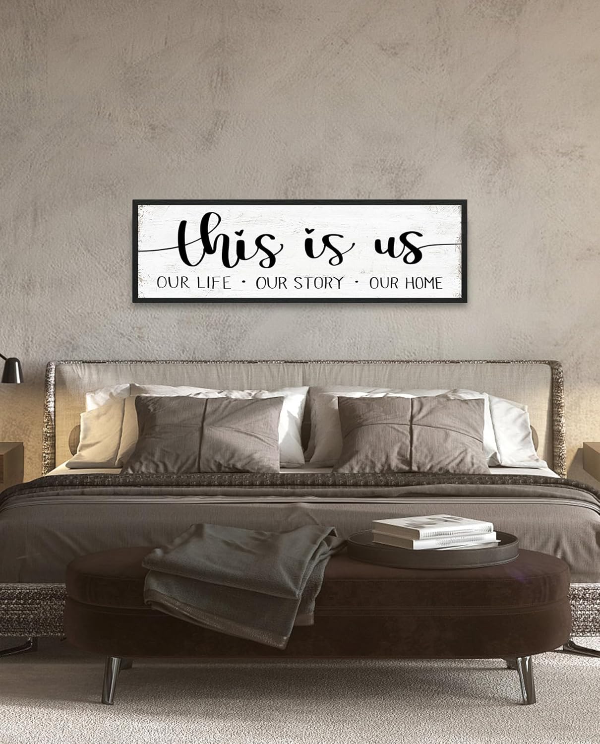This is Us Sign Wall Decor: Family Wall Signs Rustic Farmhouse Living Room Country House Hanging Framed Wall Plaques,This is Us Our Life Our Story Our Home Quotes Wall Decor 12" x 40"