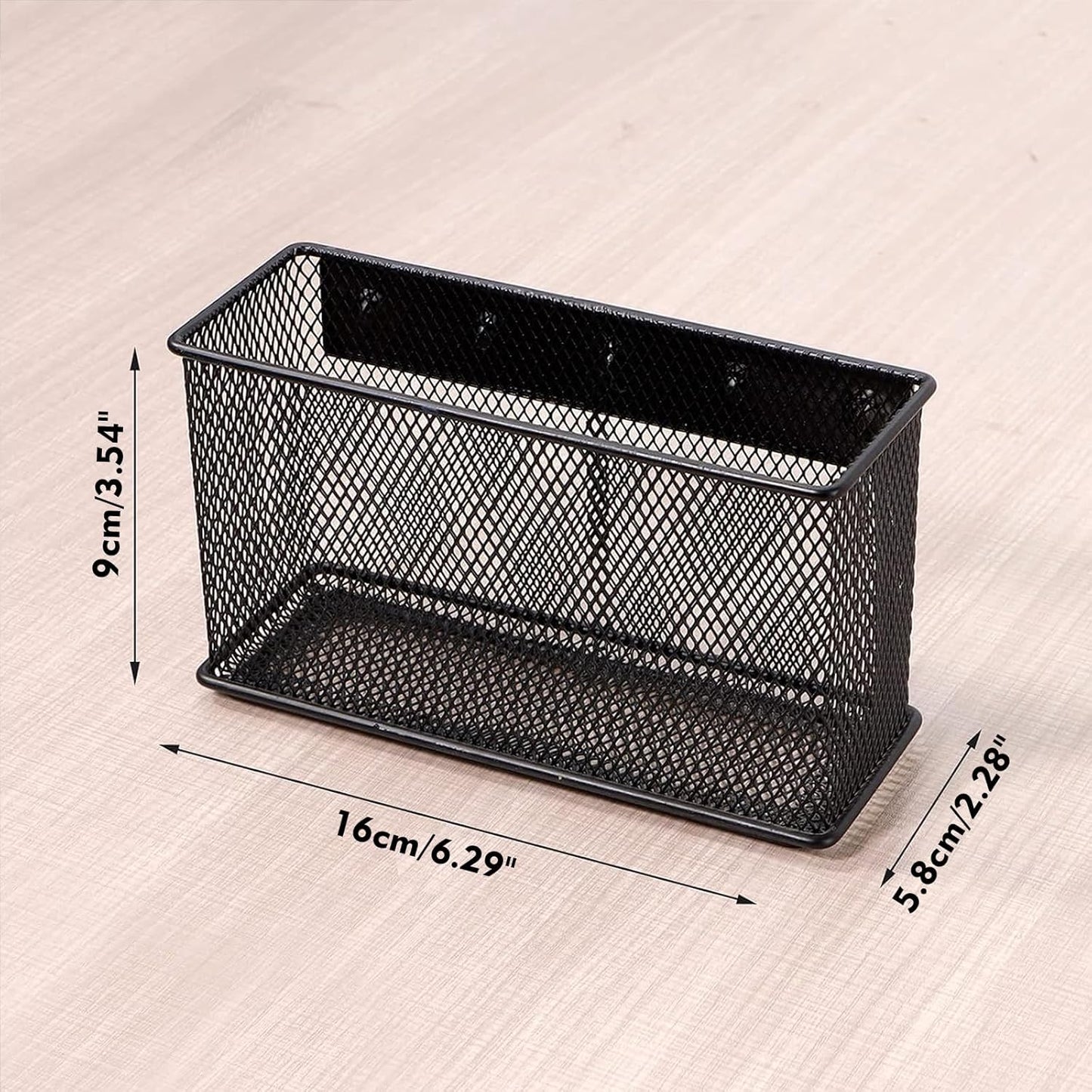Magnetic Storage for Locker Baskets Organizer Black Magnetic Basket with 5 Strong Magnets, Magnetic Locker Organizer Holder for Whiteboard Office, 6.29'' × 2.28'' × 3.54''