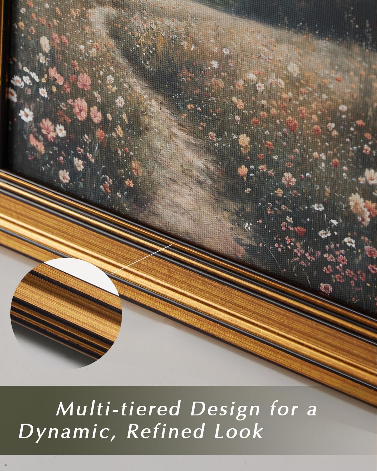 HUARCEY Gold Framed Vintage Wall Art for Living Room, Flowers Painting Canvas Prints Shelf Decor for Kitchen, Aesthetic Bedroom Wall Art, Christmas Gifts for Friends Family (White Hydrangea 16"x24")