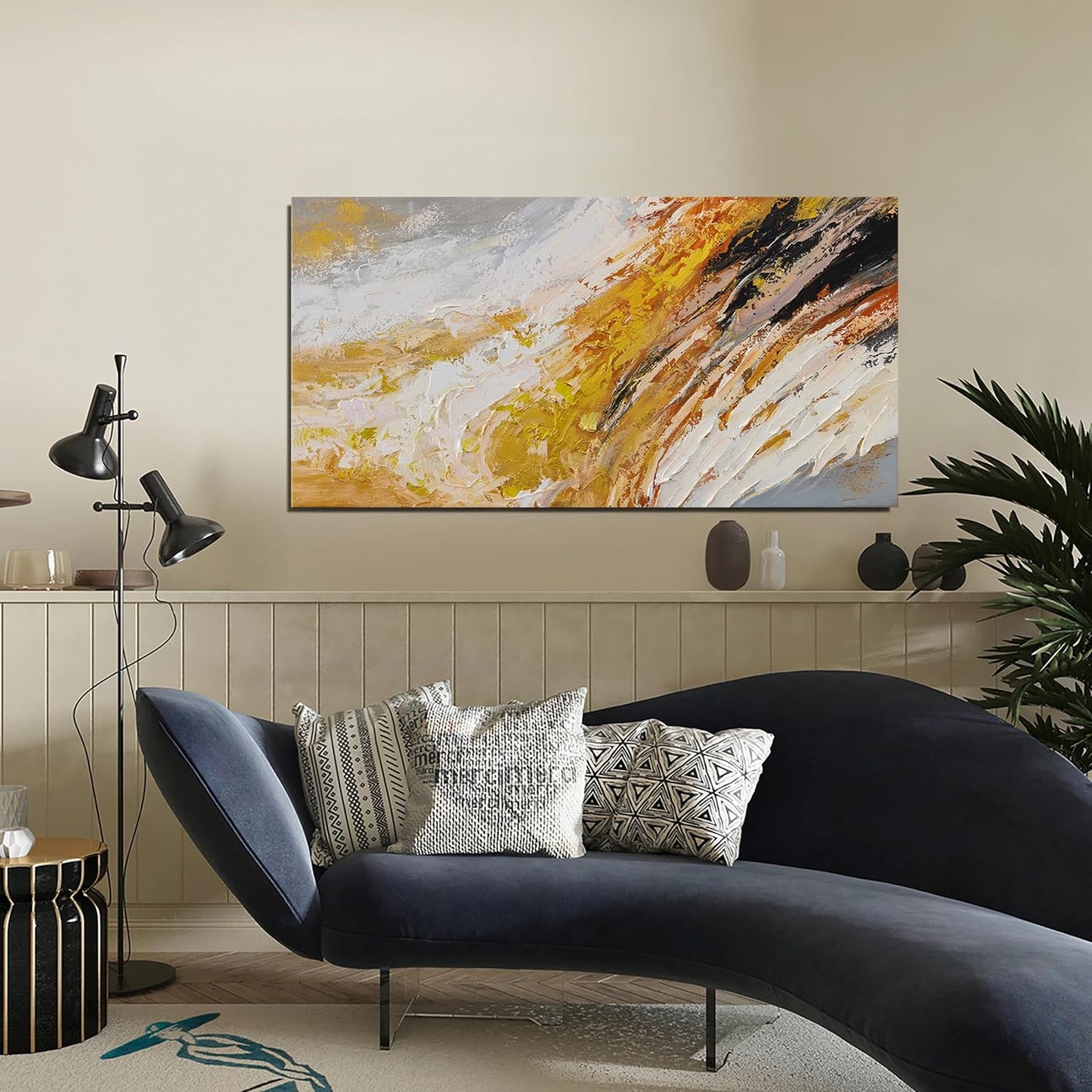 AIXMGSJS Canvas Wall Art Decor Wall Art Pictures for Living Room Canvas Art Wall Decor Black and White Abstract Wall Art Prints Modern Gold Wall Art Artwork for Walls Home Office Decor 20" X 40"