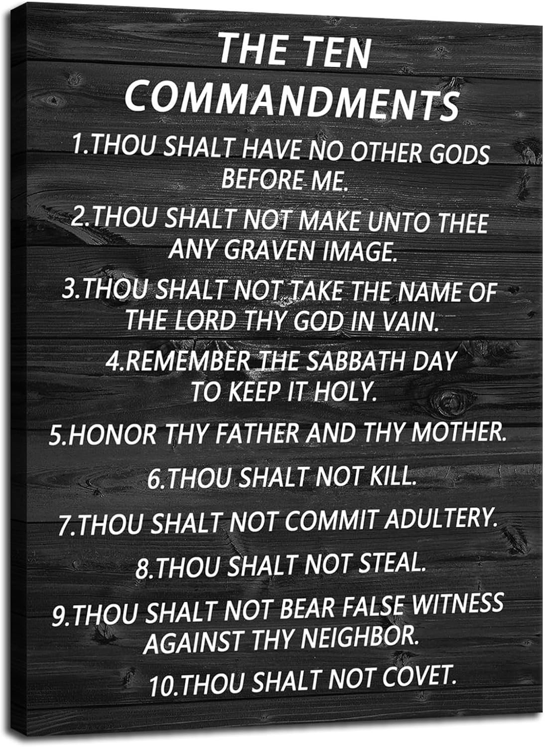 Inspirational Canvas Wall Art The Ten Commandments Quote Motivational Christian Religion Poster Inspirational Canvas Painting Prints Artwork Wall Pictures Office Home Wall Decor Framed [30''Wx 40''H]