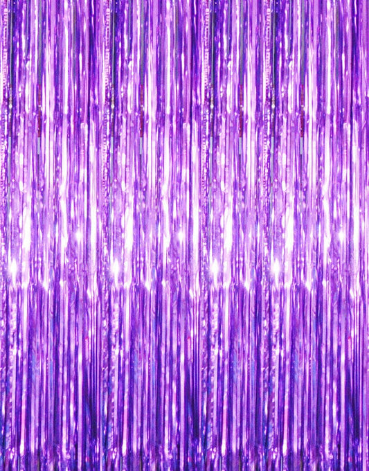 GOER 3.2 ft x 8.2 ft Metallic Tinsel Foil Fringe Curtains Party Photo Backdrop Party Streamers for Halloween,Birthday,Graduation,New Year Eve Decorations Wedding Decor (Purple,1 Pack)
