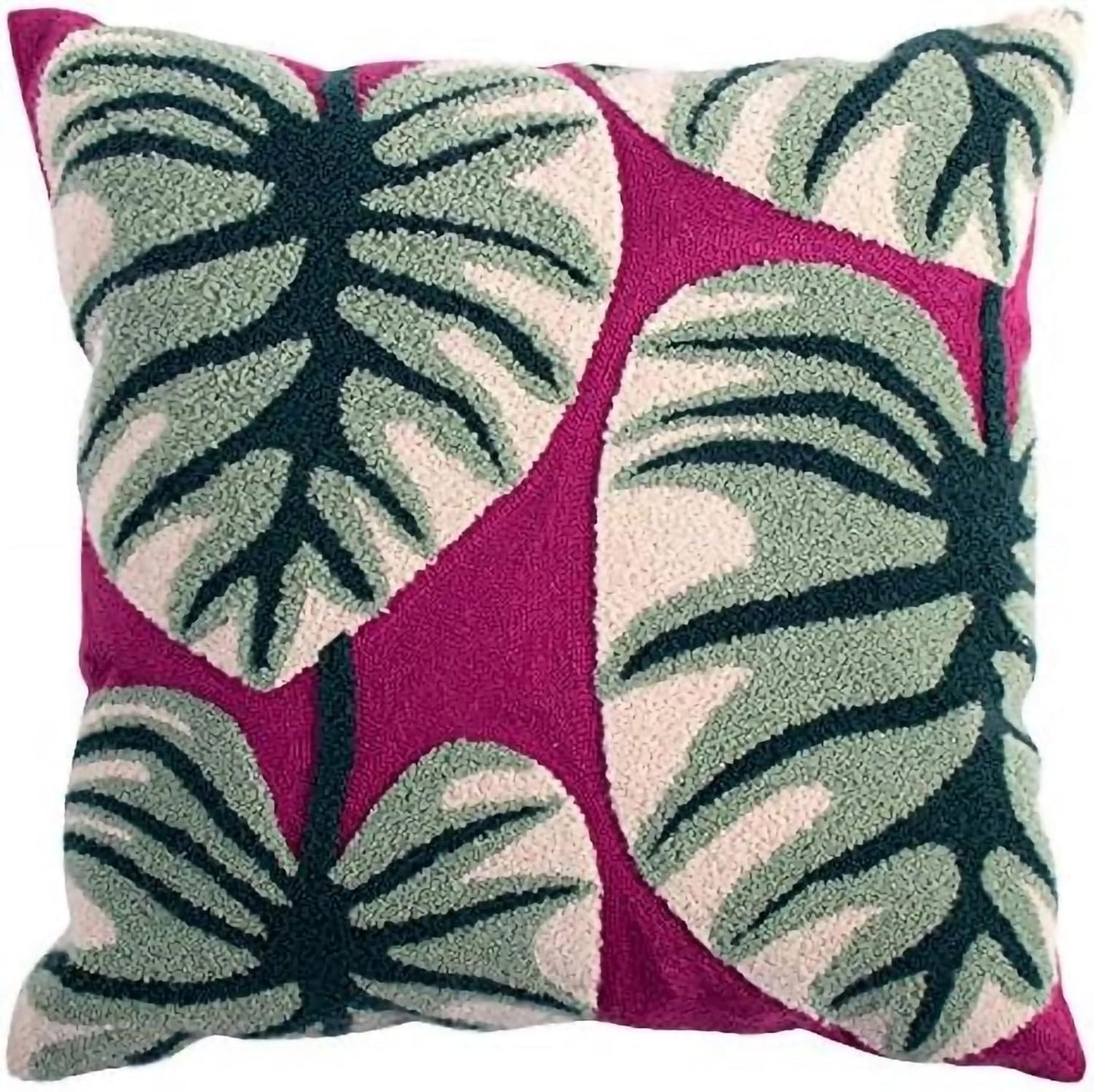 MOCOFO Canvas Embroidered Pillow Case Spring Embroidery Craft Modern Simple Sofa Office Pillow Pillow Case (Monstera, 18x18’’)