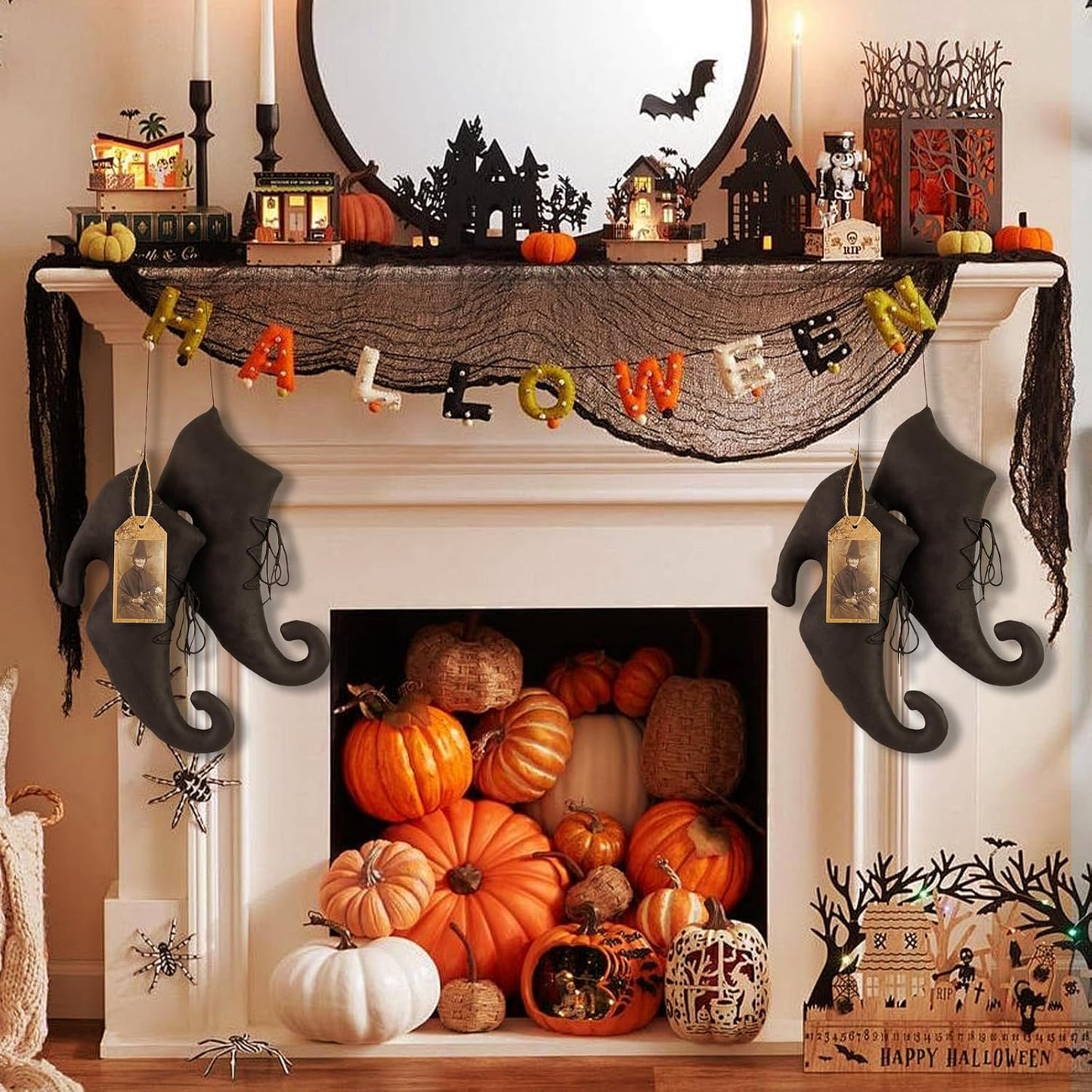 Vintage Halloween Decorations Hanging Ornaments for Wreath & Indoor Window Decorations