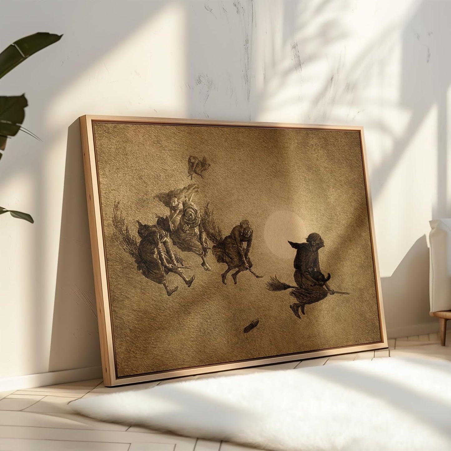 Poster Master Vintage Witches Ride Poster - Retro Flying Witches Print - Halloween Art - Pagan Art - Gift for Men & Women - Gothic Wall Decor for Living Room, Bedroom or Dorm - 8x10 UNFRAMED Wall Art