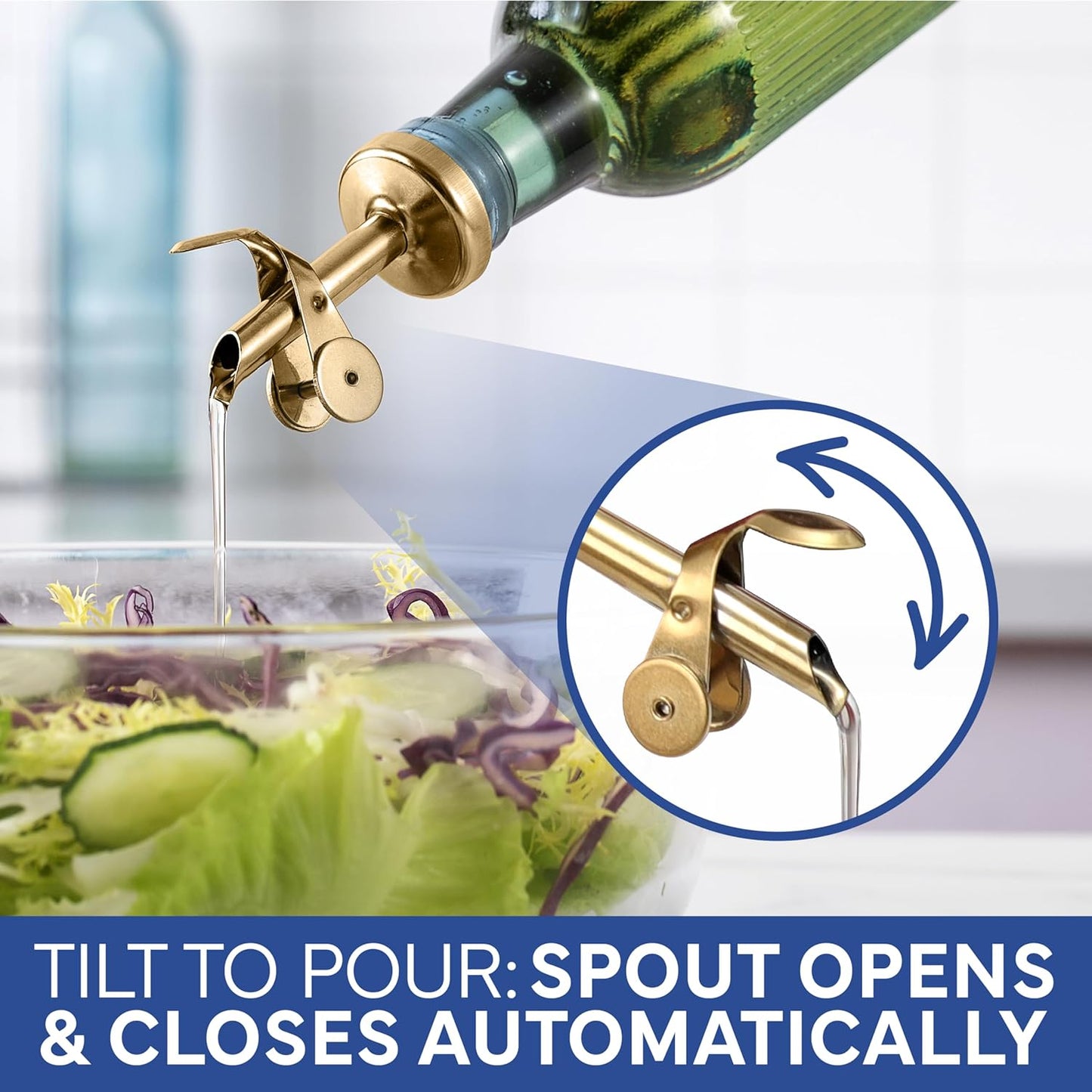 COOK WITH COLOR Glass Olive Oil Bottle Dispenser - 2 Pack- 17oz Oil and Vinegar Cruet - Olive Oil Carafe Decanter for Kitchen