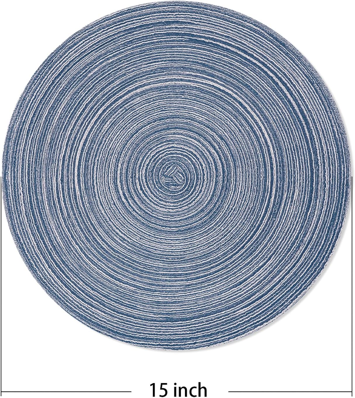 AHHFSMEI Round Braided Placemats Set of 6 Round Table Mats for Dining Tables Natural Woven Heat Resistant Place mats 15 Inch (Teal)