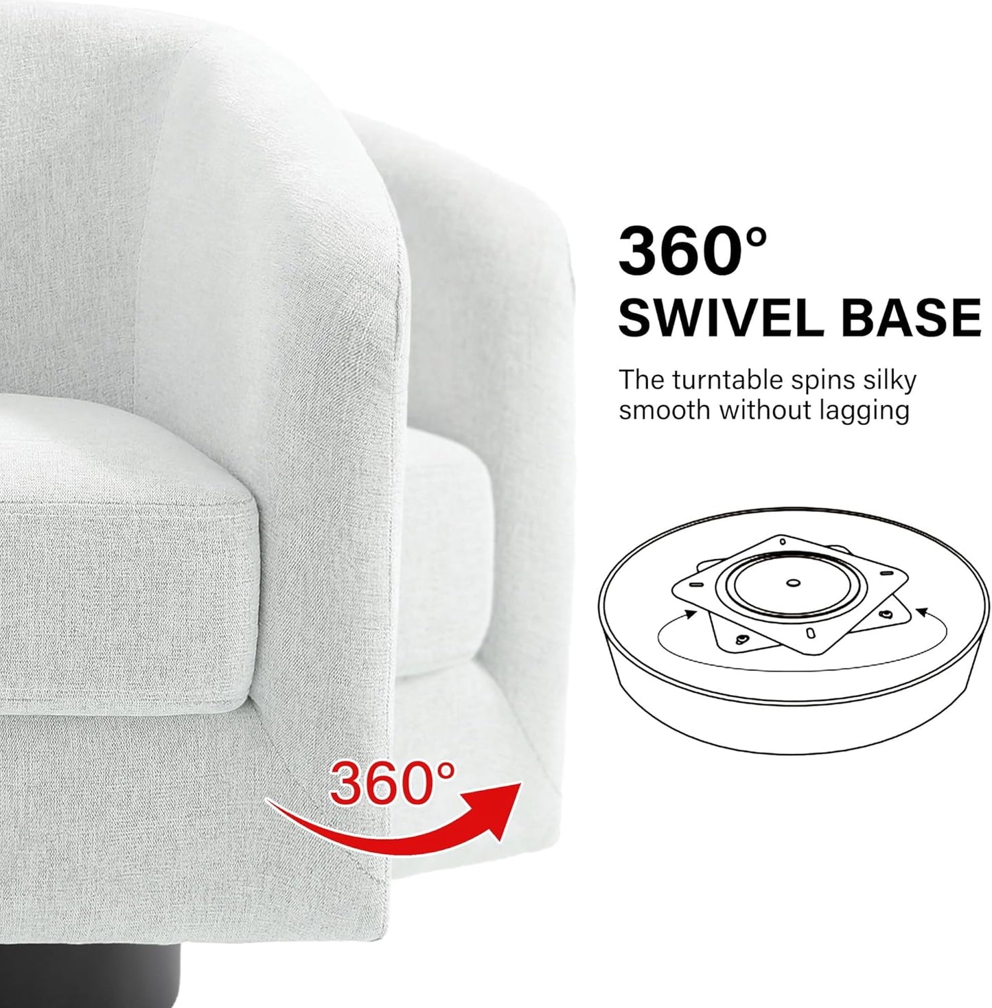Swivel Barrel Accent Chair, Modern Round Chenille Fabric Arm Chair for Living Room, Bedroom, Comfy Club Reading Chairs for Adults（Chenille Fabric, Beige, Set of 1