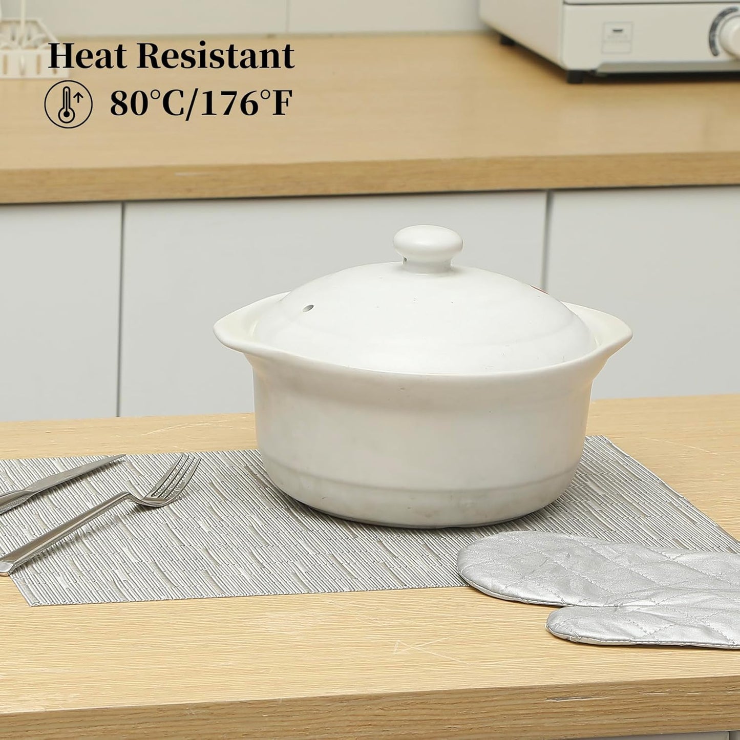 Leetaltree Silver Placemats Set of 12 - Heat Resistant Non-Slip Place mats for Dining Table, Washable Durable PVC Vinyl Woven Table Mats（Sliver, 12）