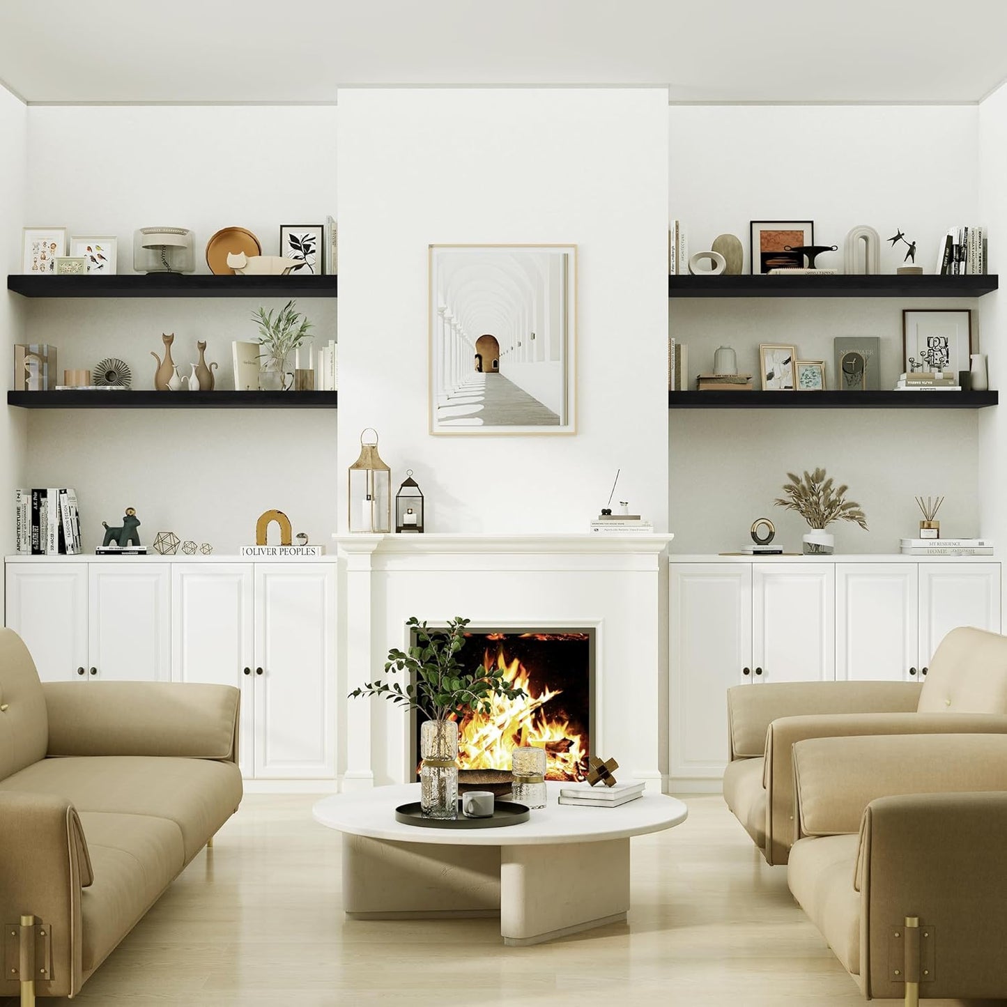 Heimlove 12 Inch Deep Floating Shelves, 55 x 12 inch Extra Long Floating Shelves for Wall, Large Display Shelf & Storage Shelf for Living Room Bedroom Kitchen Home Office, Set of 1, Black