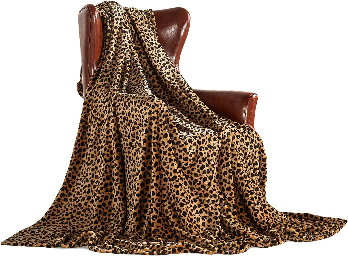 MERRYLIFE Leopard Throw Blanket Decorative Fleece Throw | Ultra-Plush Colorful Oversized | Couch Blanket Travel Lap | Queen Size(90" 90",Cheetah)