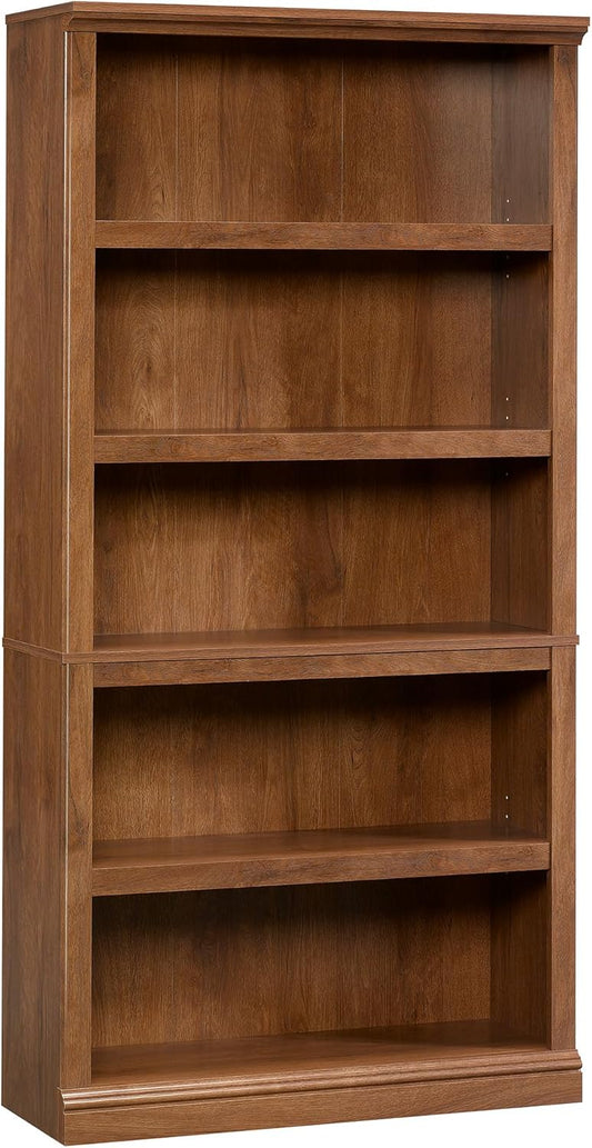Sauder Miscellaneous Storage 5 Split Bookcase/Book Shelf, L: 35.28" x W: 13.23" x H: 69.76", Oiled Oak finish