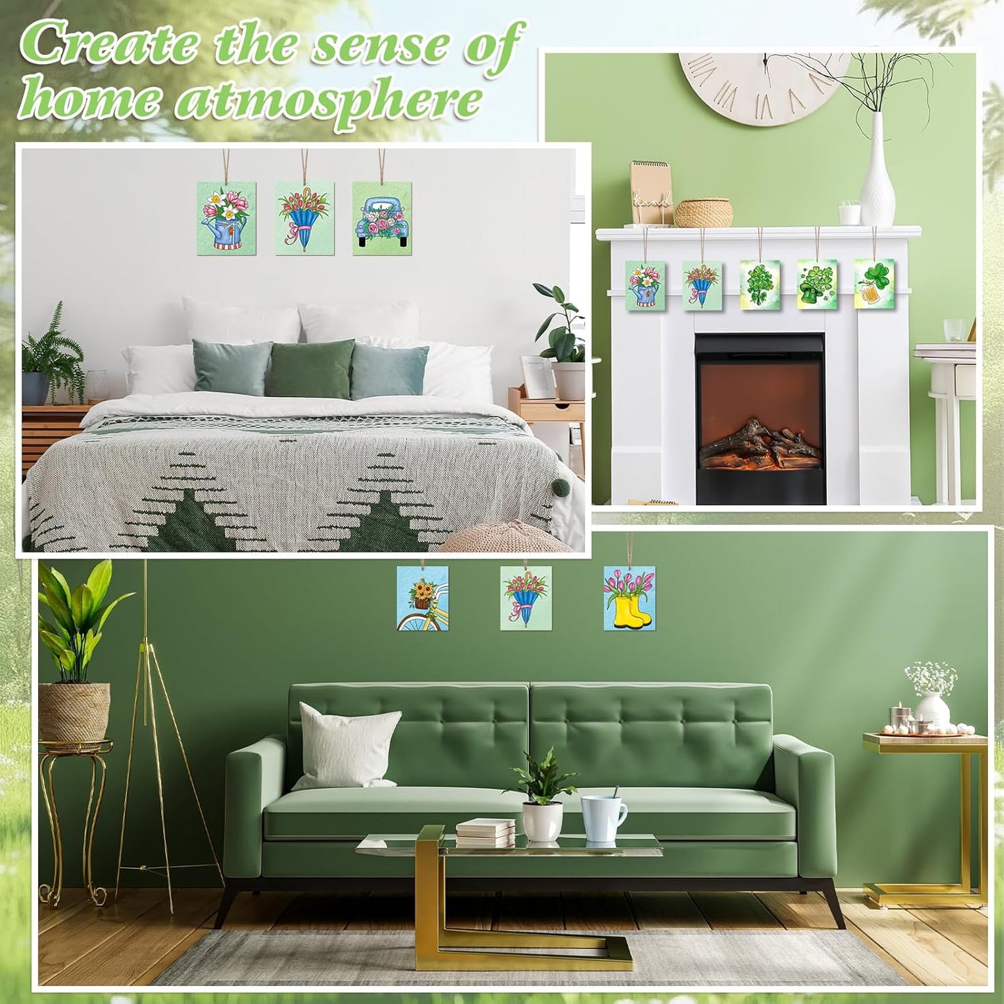 COCHIE 10 Pieces Large Spring Unfinished Wood Crafts to Paint for Adults and Kids, Bulk Predrilled Wooden Ornaments for Painting, Tulips Flowers Paintable Wood Slices Craft Supplies with Ropes