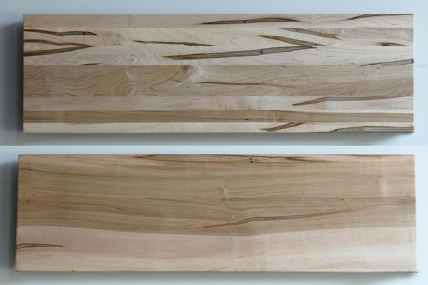 Urban Legacy Deep Floating Shelves | Wormy Maple with Furniture Grade Clear Coat | Low Profile Brackets | Set of 2 (36" x 11" x 2")