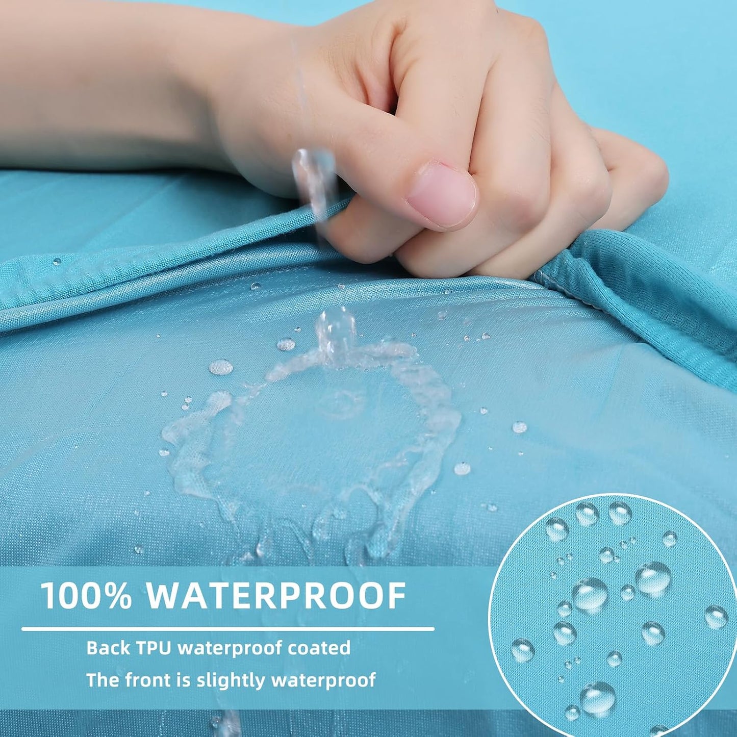 hyha Waterproof Couch Cushion Covers, Stretch Sofa Couch Seat Slipcover for Dog Washable, Non-Slip Waterproof Outdoor Cushion Covers for Patio Furniture Replacement (1 Piece for Small, Peacock Blue)