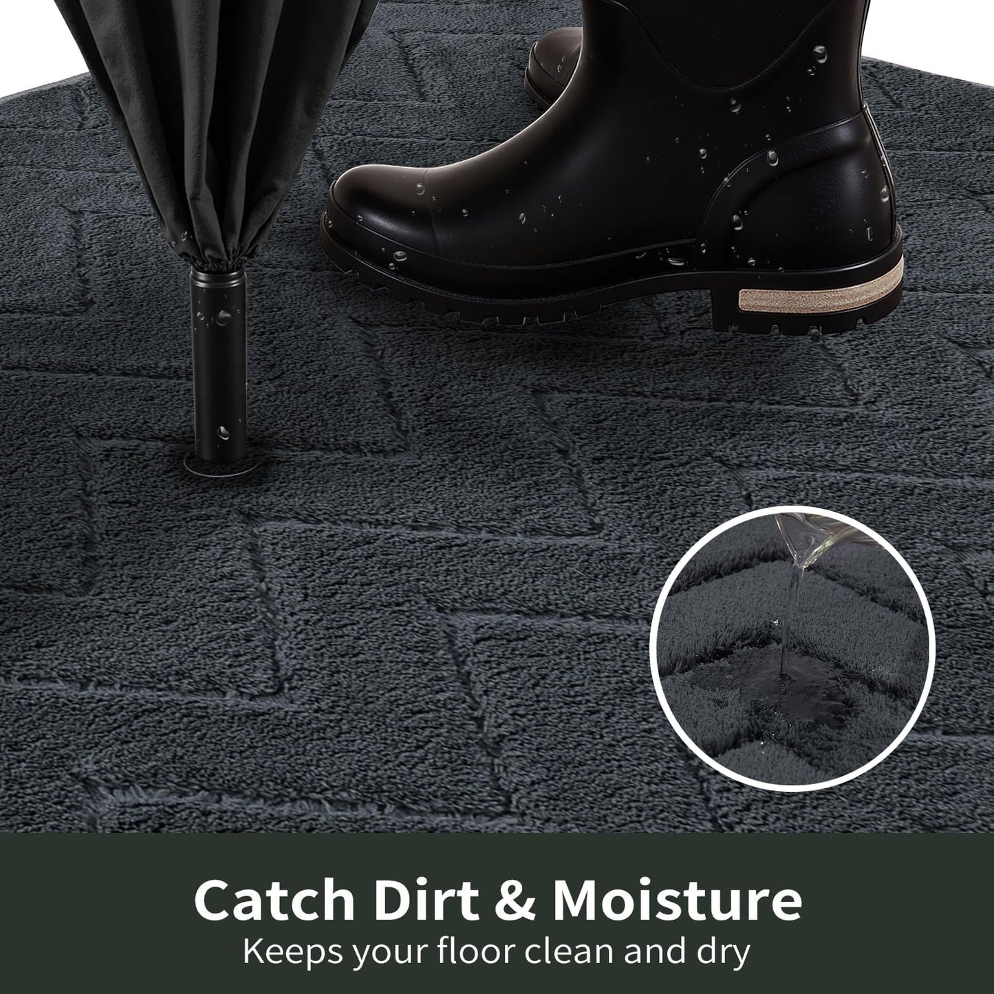 Stiio Front Door Mat Indoor Outdoor Entrance 20x31.5 Inches, Non Slip Washable Entry Rug, Dog Doormat, Absorbent Entrance Mat for Front & Back Door, Muddy Wet Shoes & Paws, Dark Grey